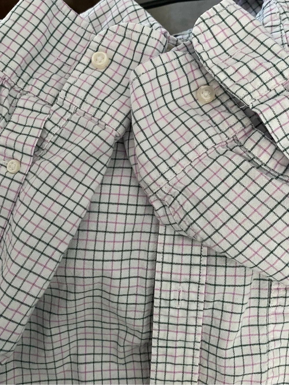 J. Crew Mens  Button-Down Shirt with Green and Pink grid